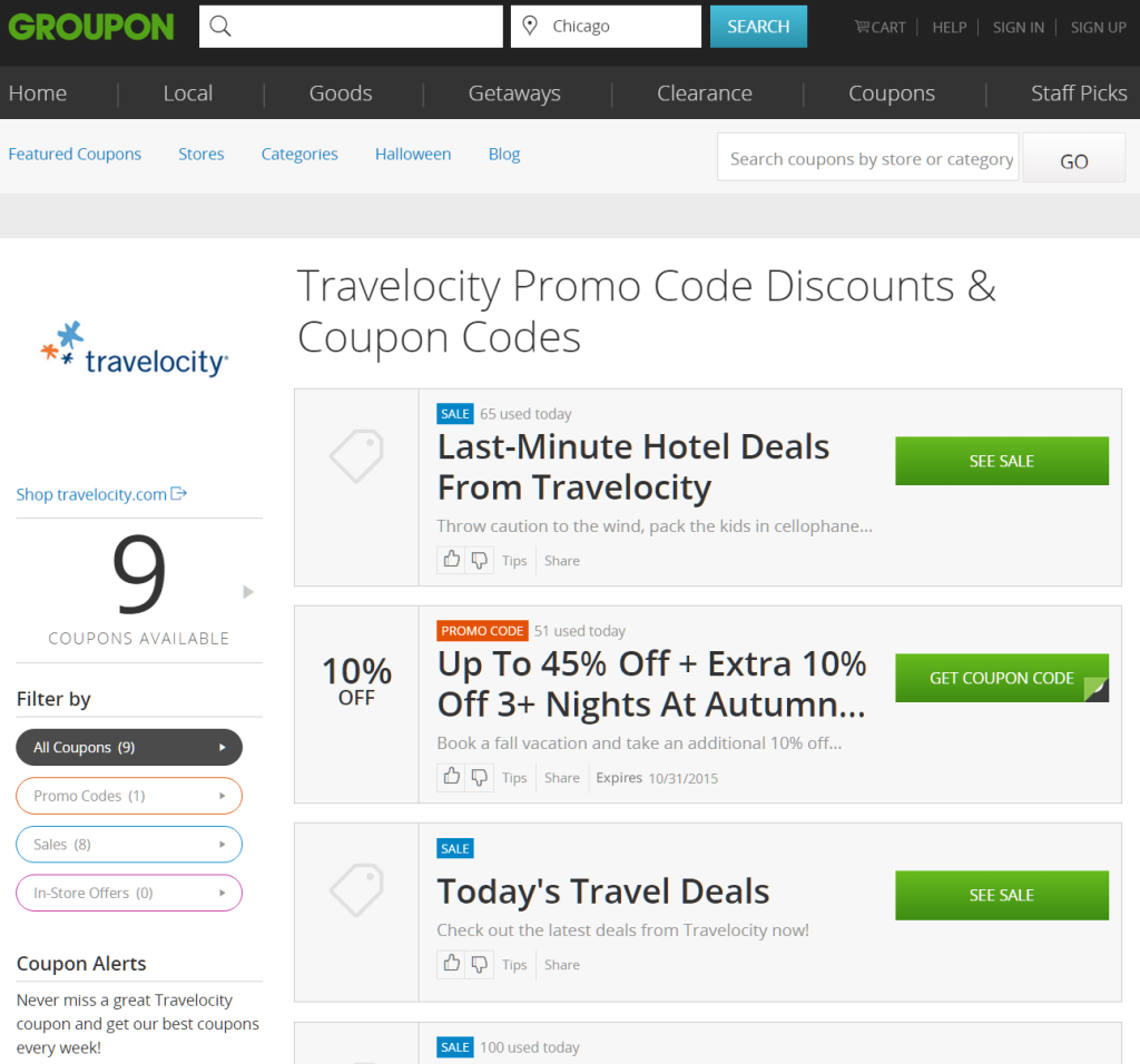travelocity coupons